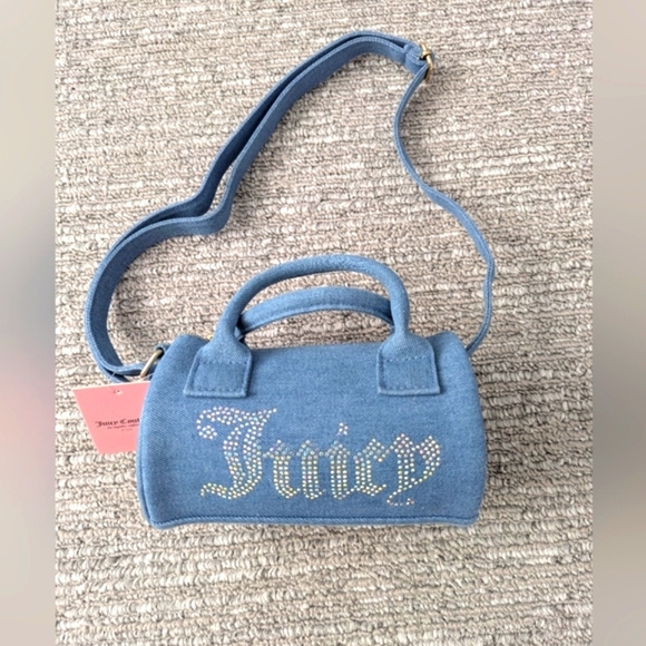 NWT Juicy Kids/Teens/Girl Jean/Denim Crossbody/Satchel/Shoulder Barrel Bag/Purse - Picture 1 of 14